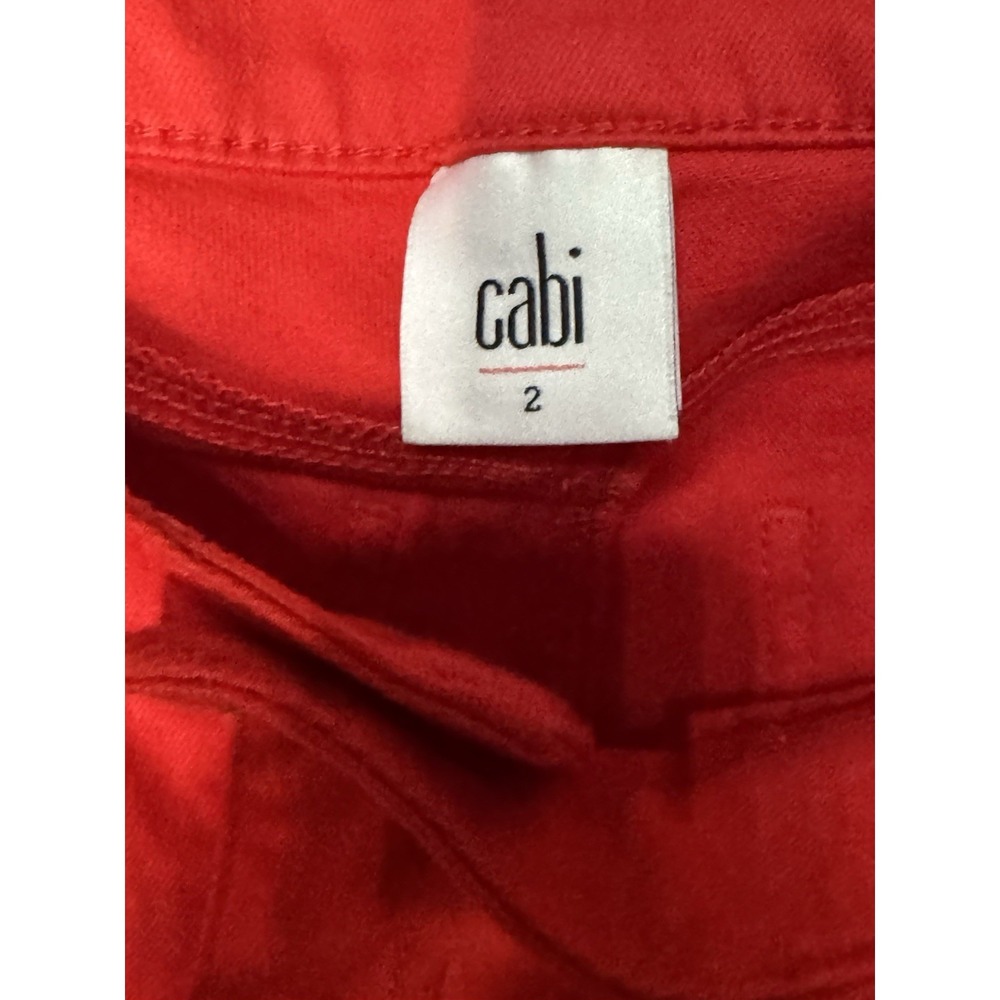 Cabi Red Kick Flare Jeans Womens Size 2 Stretch Denim Cropped Pants 6496 Bold - Picture 3 of 5